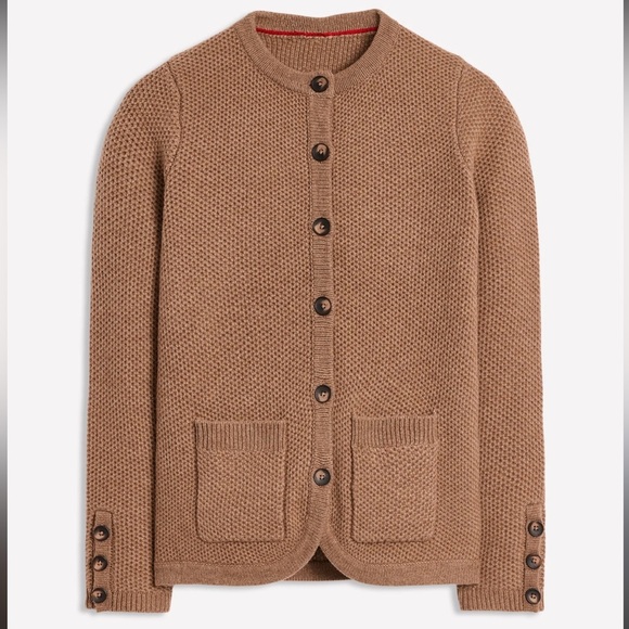 Boden Textured Stitch Cardigan in Praline Brown NWT Size US 10 - Picture 2 of 13
